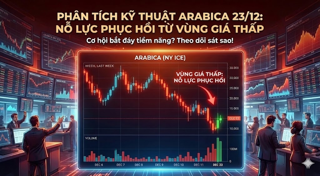 Phân tích kỹ thuật Arabica 23/12: Nỗ lực phục hồi từ vùng giá thấp